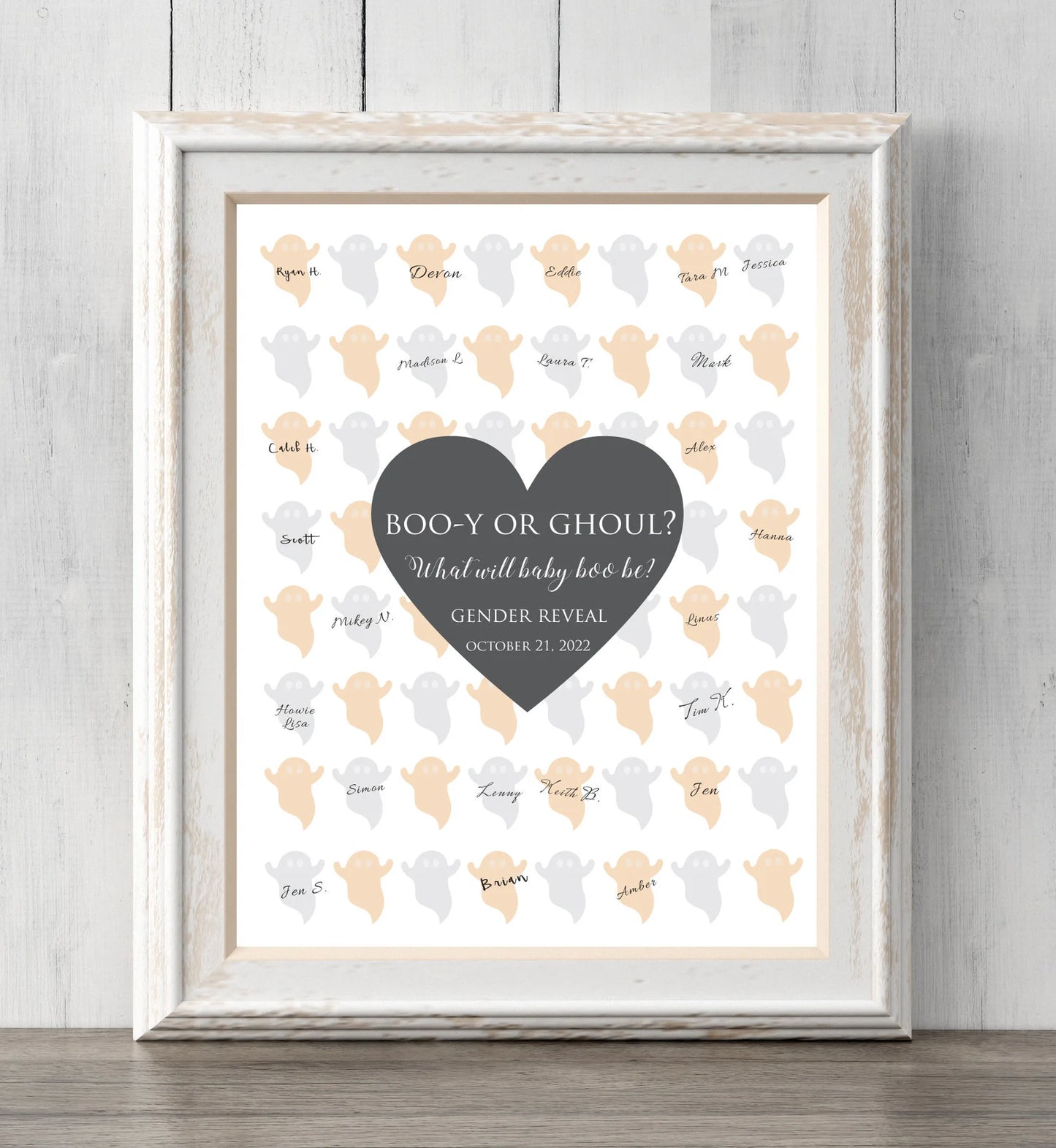 Halloween Gender Reveal Idea. Boo-y or Ghoul? Ghost Guest Book Print or Guess Gender. What Will Baby Boo Be?