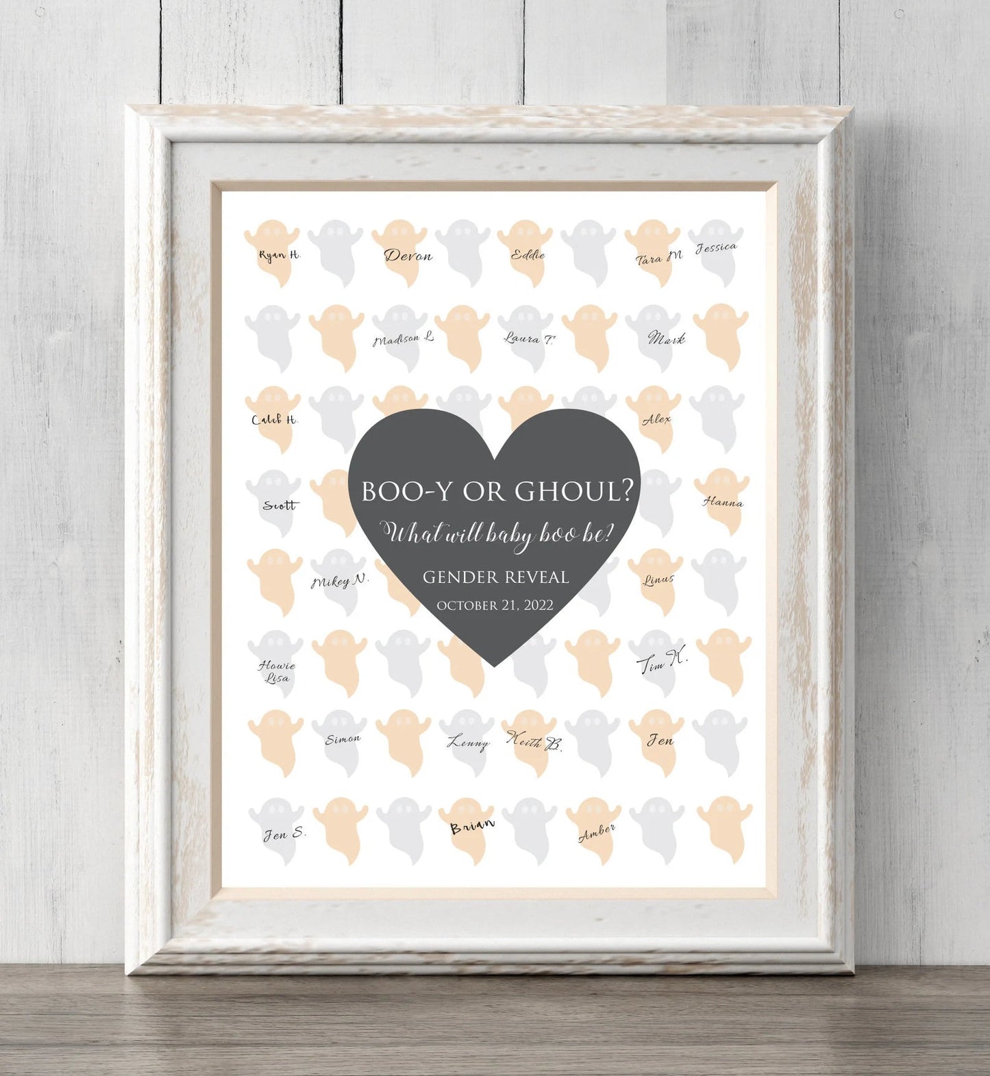 Halloween Gender Reveal Guest Book Print.  Guess Gender. Boo-y or Ghoul? What Will Baby Boo Be?