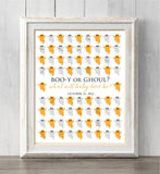 Halloween Gender Reveal Idea. Ghost Guest Book Print or Guess Gender. He or She? What Will Baby Be?
