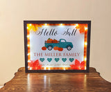 Hello Fall Sign. Personalized Fall Gift for Family. Lighted Shadow Box.