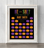 Halloween Gender Reveal Idea. Fall Gender Reveal Guest Book Print or Guess Gender. Personalize text and colors. Prints BUY 2 GET 1 FREE!