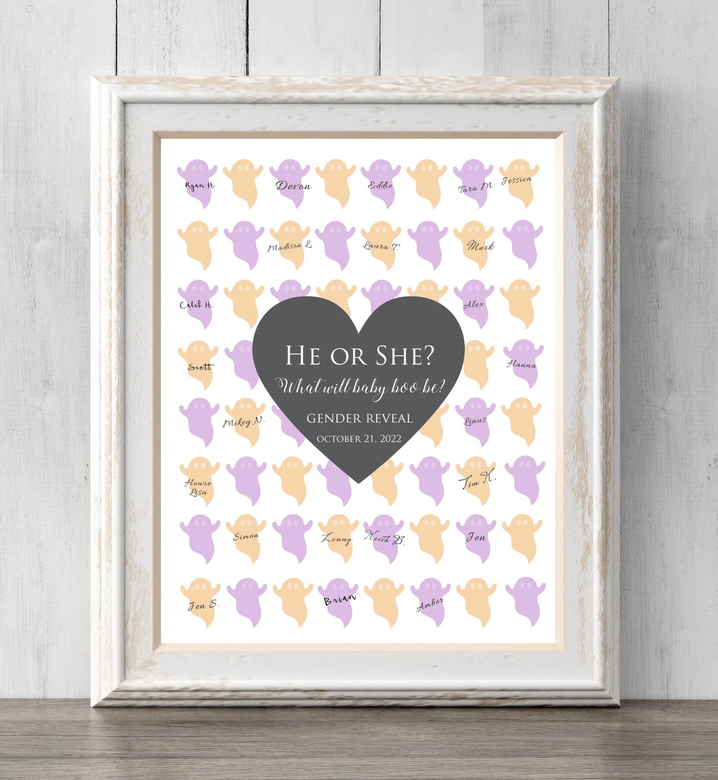 Halloween Gender Reveal Idea. Boo-y or Ghoul? Ghost Guest Book Print or Guess Gender. What Will Baby Boo Be?