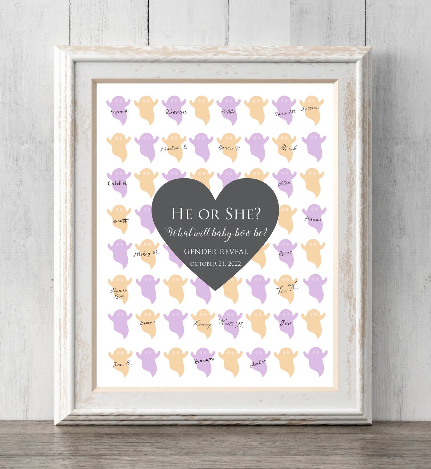 Halloween Gender Reveal Guest Book Print.  Guess Gender. Boo-y or Ghoul? What Will Baby Boo Be?