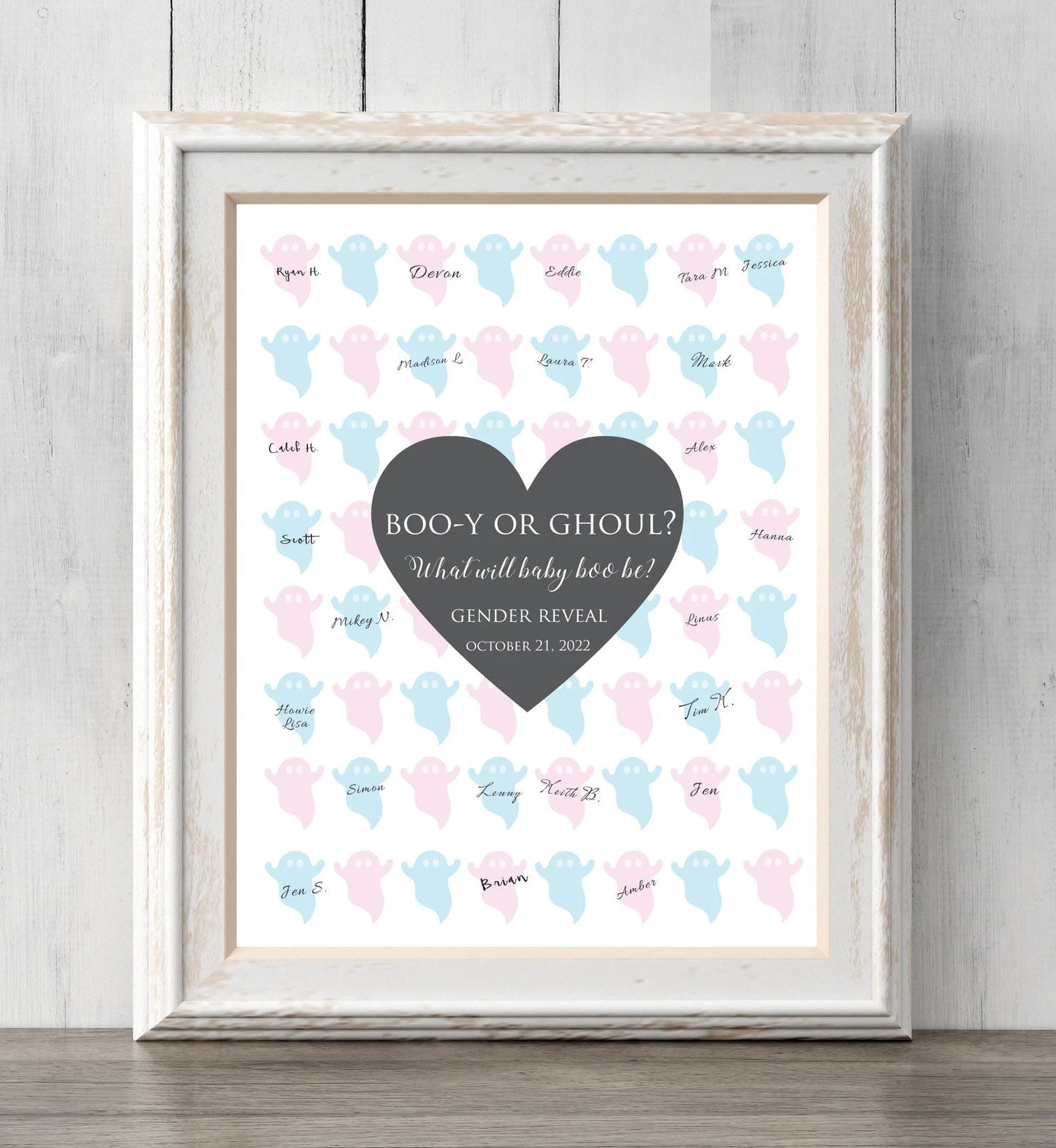 Halloween Gender Reveal Guest Book Print.  Guess Gender. Boo-y or Ghoul? What Will Baby Boo Be?