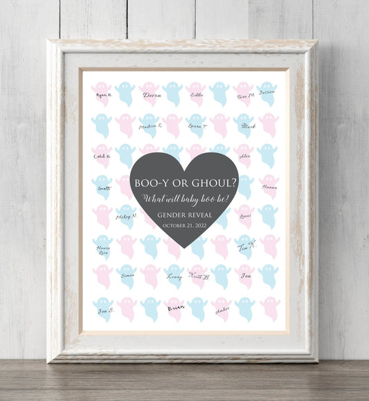 Halloween Gender Reveal Guest Book Print.  Guess Gender. Boo-y or Ghoul? What Will Baby Boo Be?