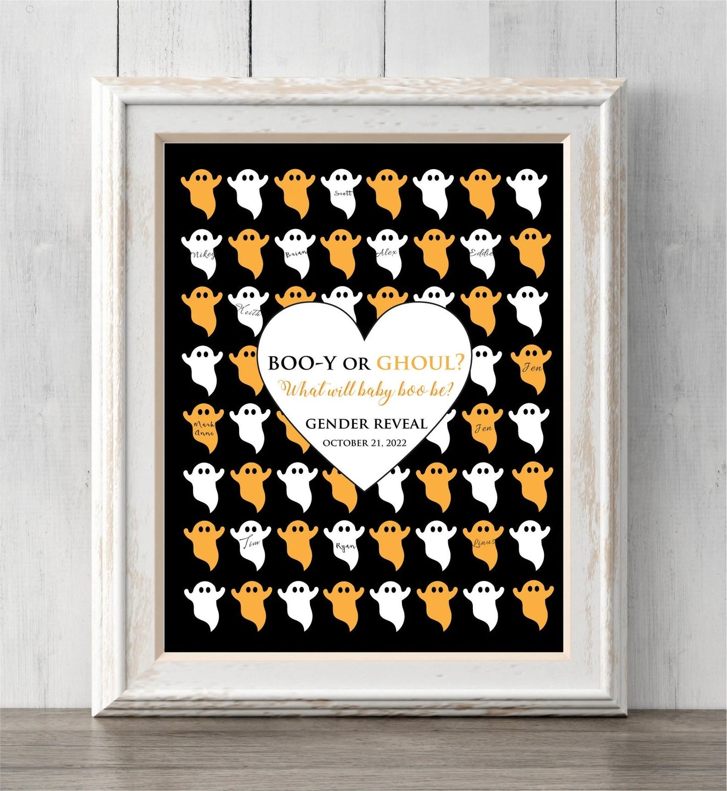 Halloween Gender Reveal Ghost Guest Book Print.  Guess Gender. Boo-y or Ghoul? What Will Baby Boo Be?